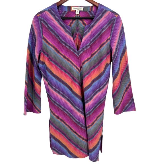Coldwater Creek Tops - Coldwater Creek 100% LINEN Womens Size Small Aztec Pink Blouse Shirt Top V Neck